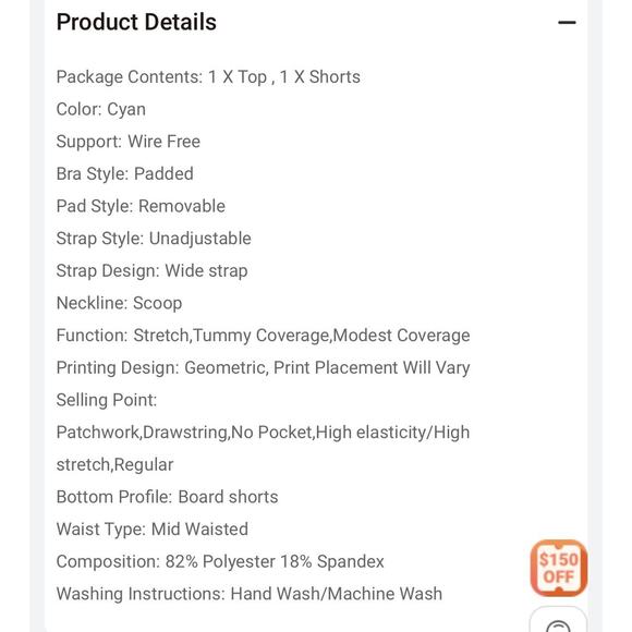 Modlily Patchwork Geometric Print Cyan Tankini Set Women’s size XL NWOT - Picture 11 of 12